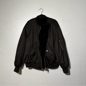 Zara Oversized Faux Fur Reversible Bomber Jacket